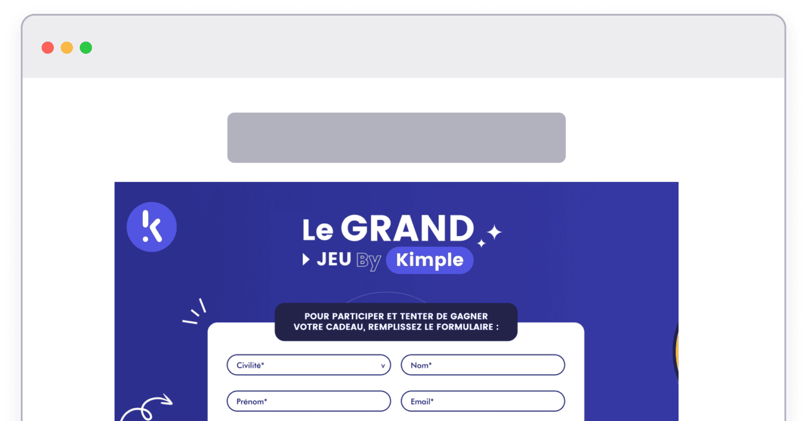 Jeu concours en iframe